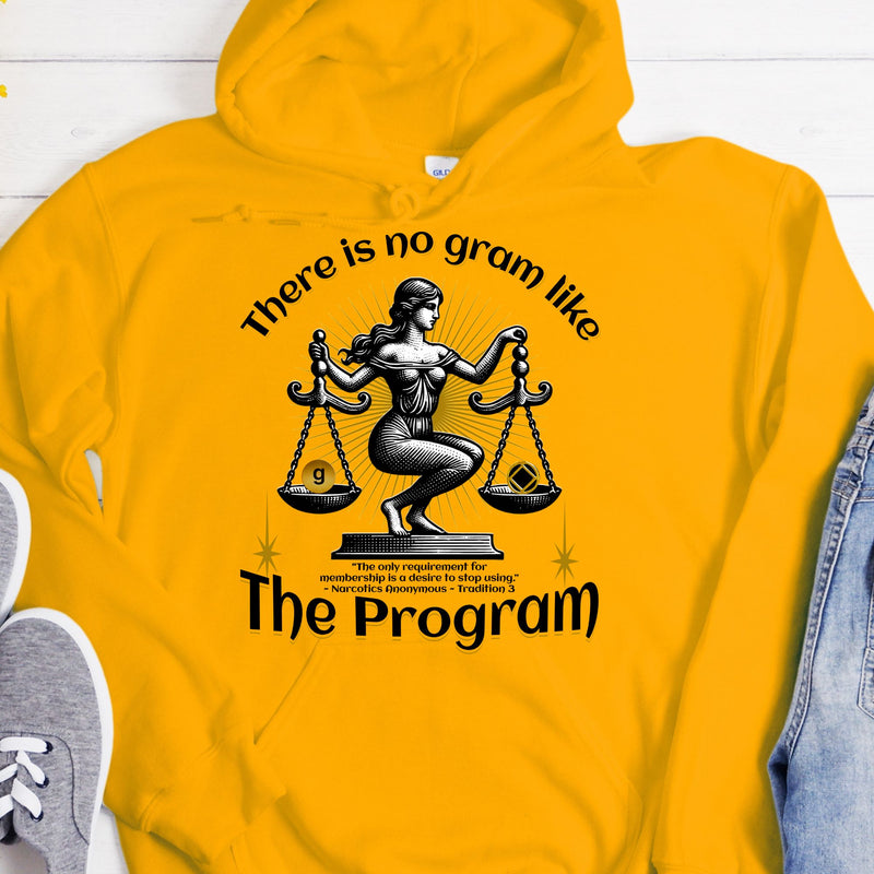 yellow NA Recovery Hoodie | Inspiring Sobriety |  There's No Gram Like The Program