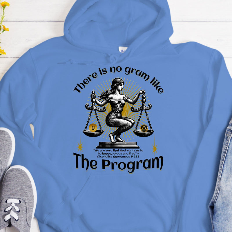 carolina blue AA Recovery Hoodie | Inspiring Sobriety |  There's No Gram Like The Program