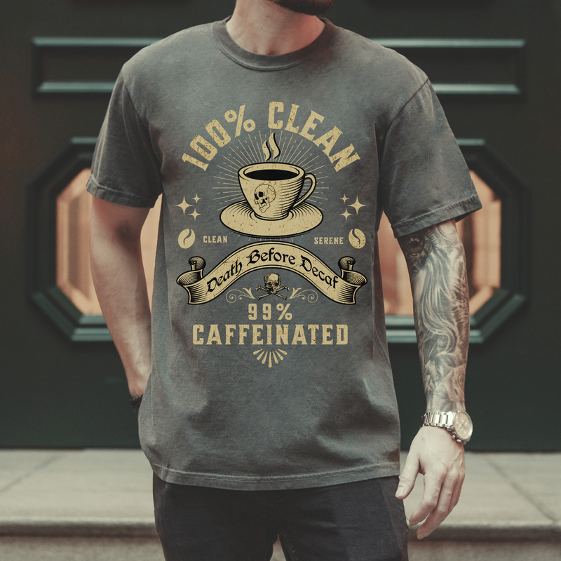 Recovery Comfort Colors T-Shirt | Inspiring Sobriety | 100% Clean 99% Caffeinated
