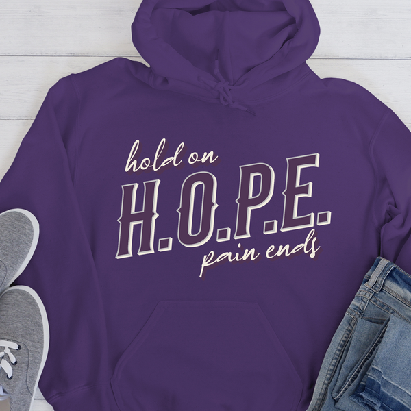 purple Recovery Hoodie | Inspiring Sobriety | H.O.P.E. hold on pain ends