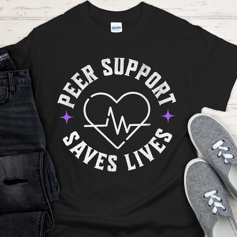 black Recovery T-Shirt | Inspiring Sobriety |  Peer Support Saves Lives