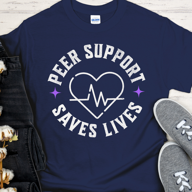 navy Recovery T-Shirt | Inspiring Sobriety |  Peer Support Saves Lives