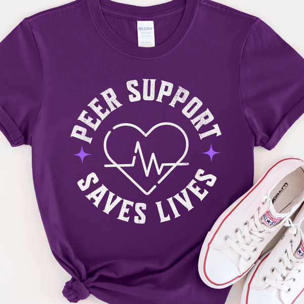 purple Recovery T-Shirt | Inspiring Sobriety |  Peer Support Saves Lives