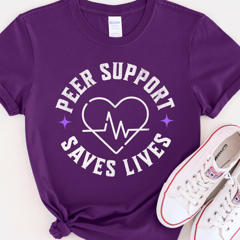 purple Recovery T-Shirt | Inspiring Sobriety |  Peer Support Saves Lives