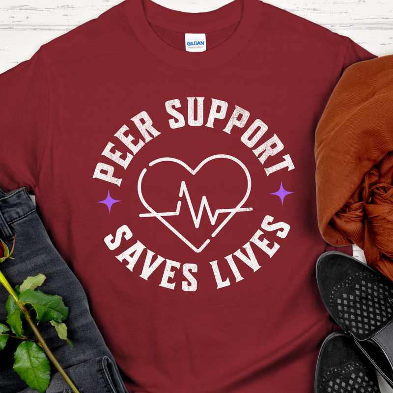 red Recovery T-Shirt | Inspiring Sobriety |  Peer Support Saves Lives