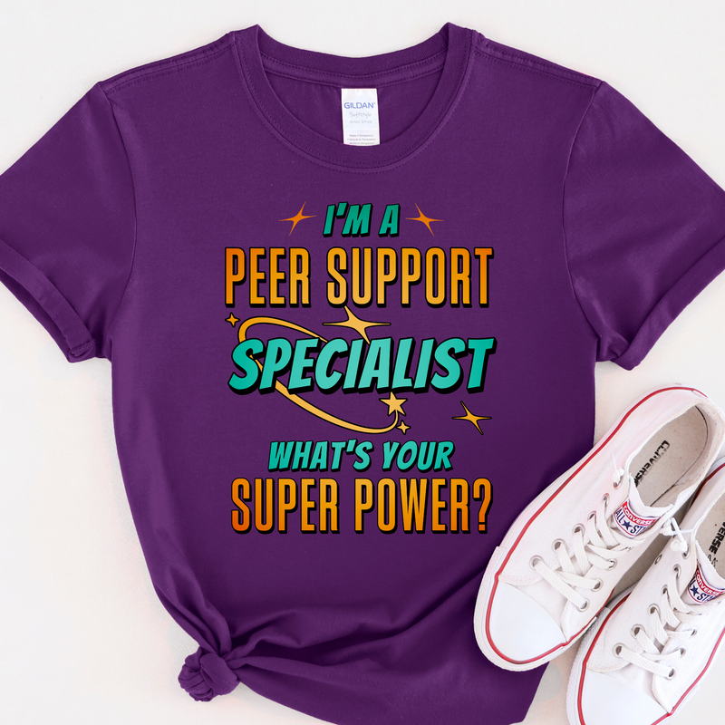 purple Recovery T-Shirt | Inspiring Sobriety |  Peer Support Is My Superpower