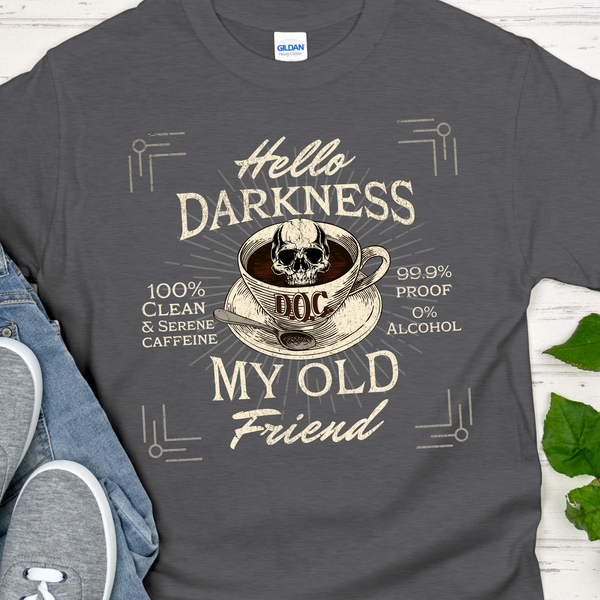 gray Recovery T-Shirt | Inspiring Sobriety | Hello Darkness My Old Friend