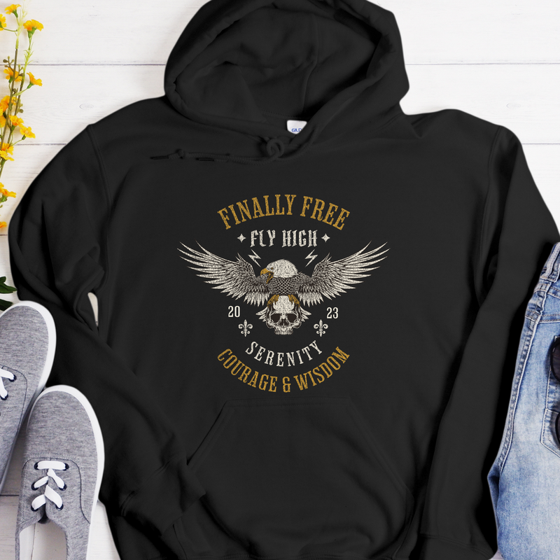 black Recovery Hoodie | Inspiring Sobriety | Finally Free, Fly High