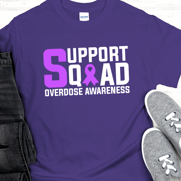 Custom Recovery T-Shirt | Inspiring Sobriety | Support Squad Overdose Awareness