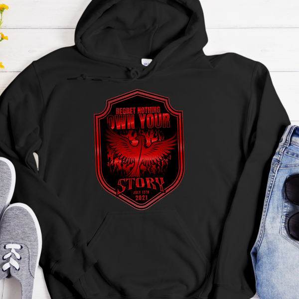Phoenix Rising Custom Recovery Hoodie | Inspiring Sobriety | Regret Nothing, Own Your Story