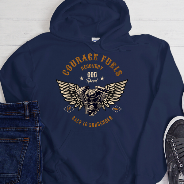 navy Custom Recovery Hoodie | Inspiring Sobriety |  Courage Fuels Recovery