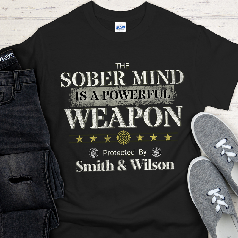 Recovery T-Shirt | Inspiring Sobriety |  The Sober Mind  Is a Powerful Weapon