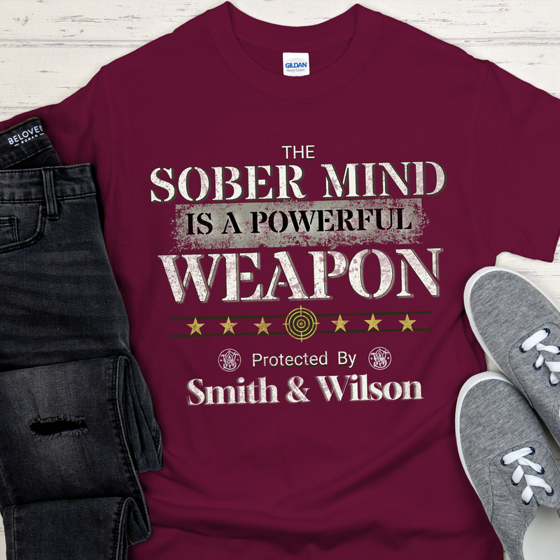 Recovery T-Shirt | Inspiring Sobriety |  The Sober Mind  Is a Powerful Weapon