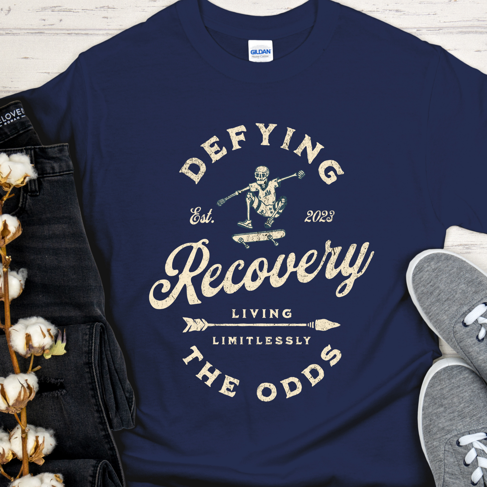 Custom Recovery T-Shirt | Inspiring Sobriety |   Recovery - Defying The Odds