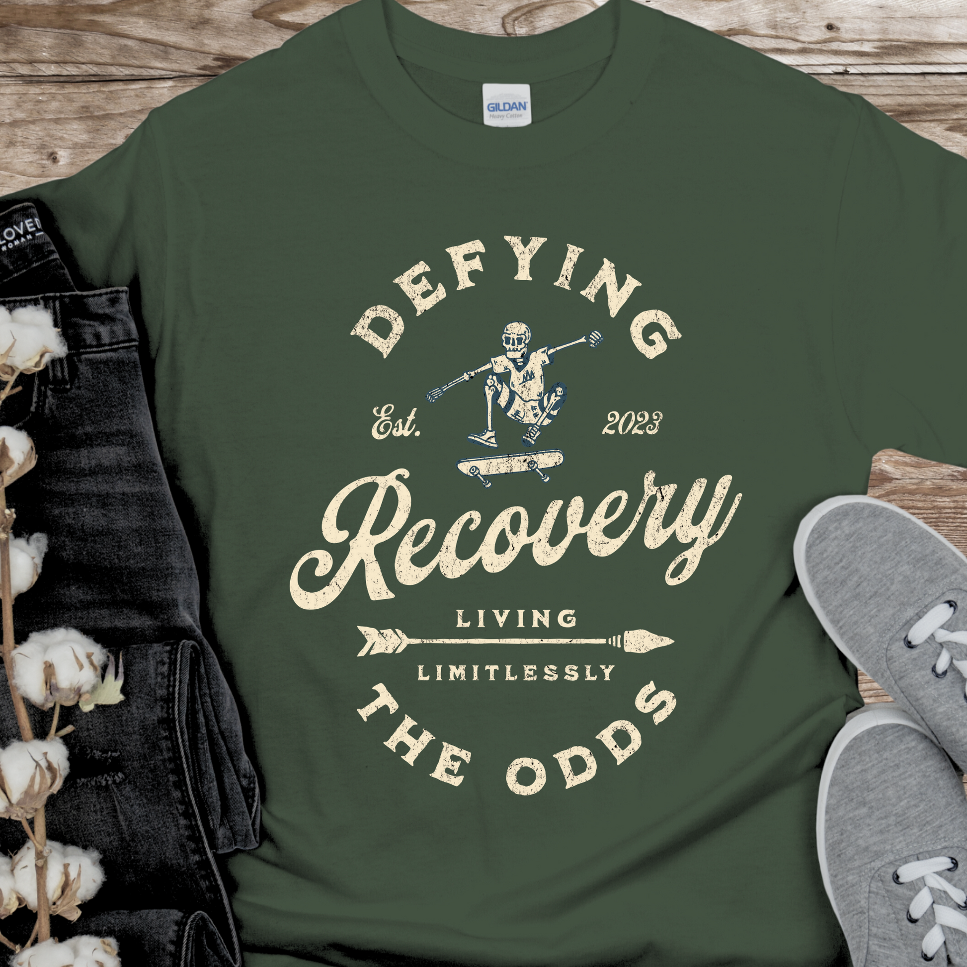 Custom Recovery T-Shirt | Inspiring Sobriety |   Recovery - Defying The Odds