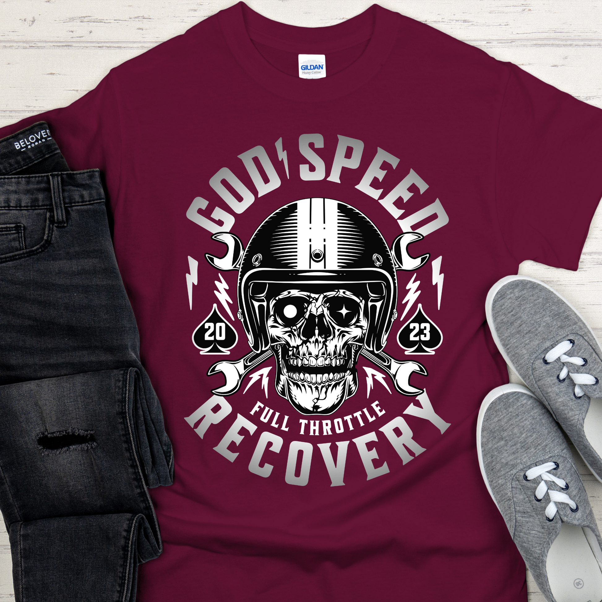 Custom Recovery T-Shirt | Inspiring Sobriety |  God Speed - Full Throttle Recovery