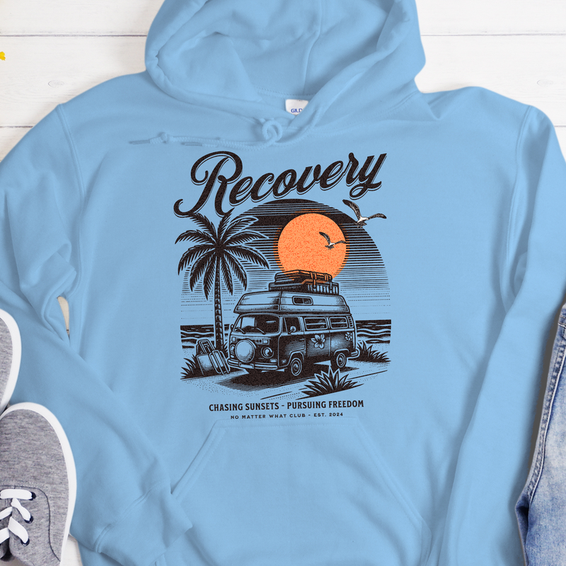 Custom Recovery Hoodie | Inspiring Sobriety |  Chasing Sunsets, Pursuing Freedom