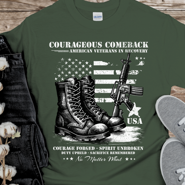 VETERAN Recovery T-Shirt | Inspiring Sobriety | Courageous Comeback