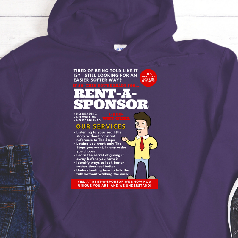 purple  funny AA NA sponsor Recovery Hoodie | Inspiring Sobriety |  Rent-A-Sponsor