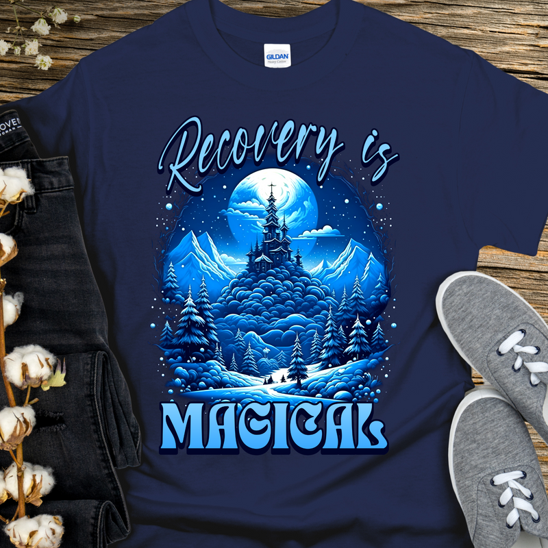 navy blue Recovery T-Shirt | Inspiring Sobriety |  Recovery Is Magical