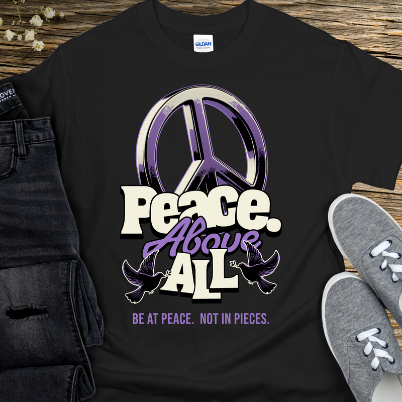 black peace symbol T-Shirt | Inspiring Sobriety |  Peace Above All
