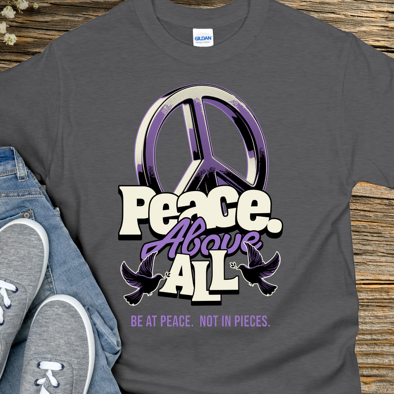 gray peace symbol T-Shirt | Inspiring Sobriety |  Peace Above All
