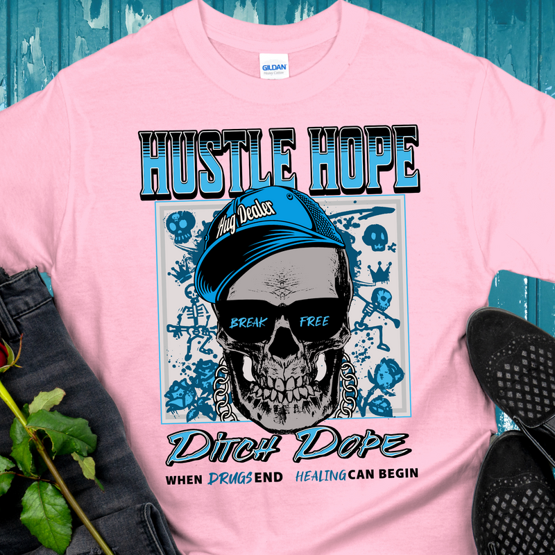 pink Recovery T-Shirt | Inspiring Sobriety |  Hustle Hope, Ditch Dope