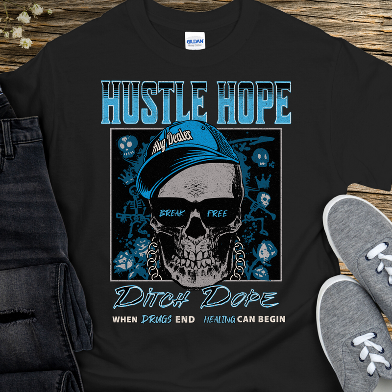 black Recovery T-Shirt | Inspiring Sobriety |  Hustle Hope, Ditch Dope