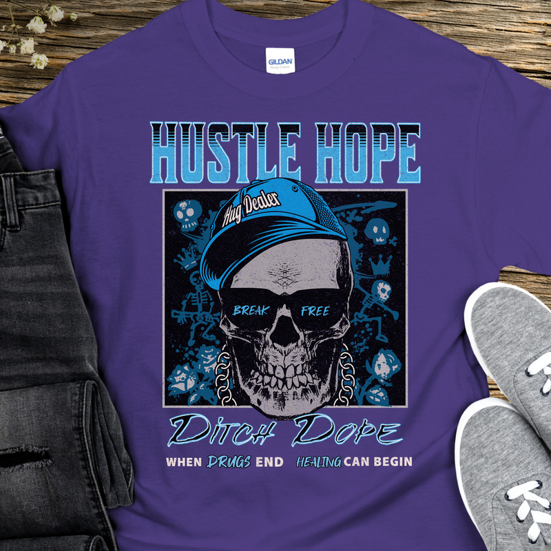 purple Recovery T-Shirt | Inspiring Sobriety |  Hustle Hope, Ditch Dope