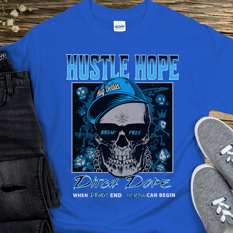 royal blue Recovery T-Shirt | Inspiring Sobriety |  Hustle Hope, Ditch Dope