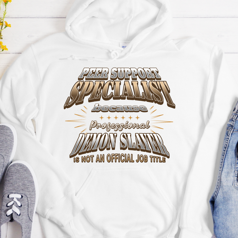 white Recovery Hoodie | Inspiring Sobriety |  Peer Support Specialist (Demon Slayer)