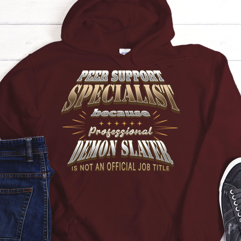 maroon Recovery Hoodie | Inspiring Sobriety |  Peer Support Specialist (Demon Slayer)