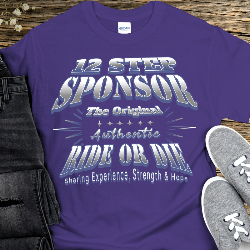 purple Recovery T-Shirt | Inspiring Sobriety |  12 Step Sponsor (Ride or Die)