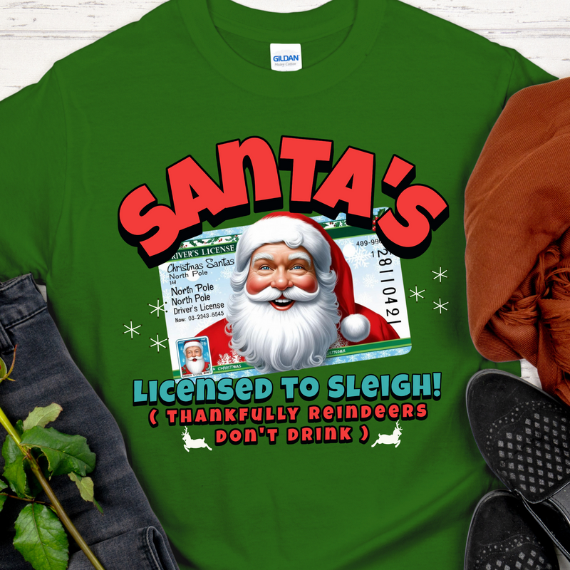 Christmas Recovery T-Shirt | Inspiring Sobriety |  Santa's Licensed To Sleigh