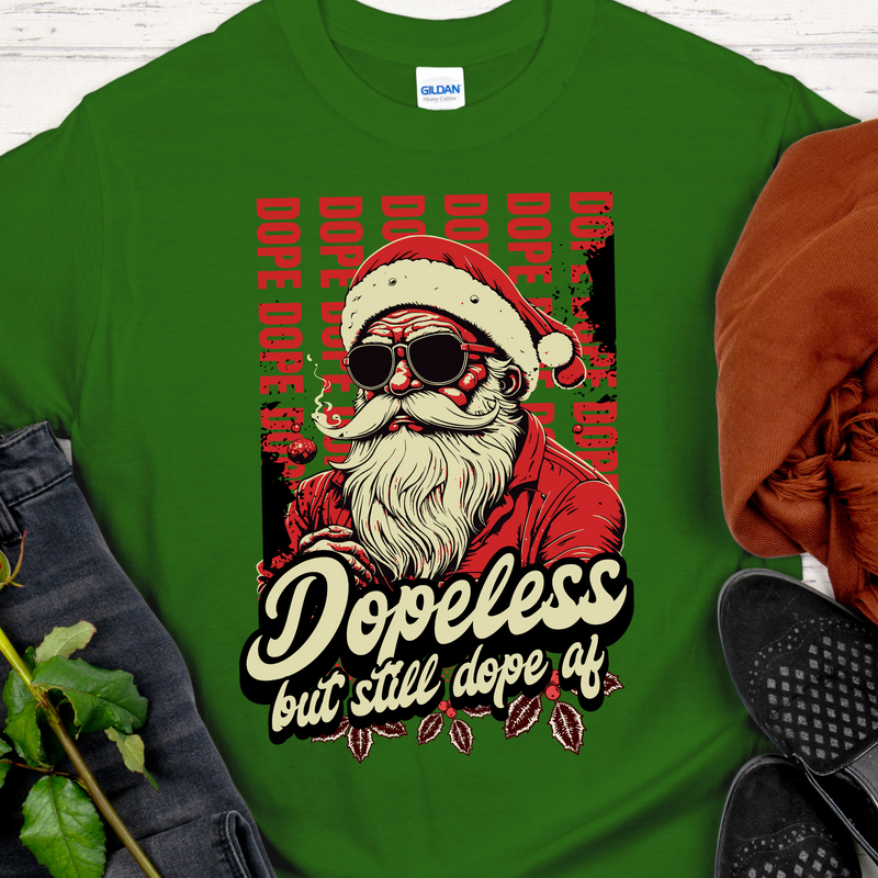 Christmas Recovery T-Shirt | Inspiring Sobriety |   Dopeless But Dope AF Santa