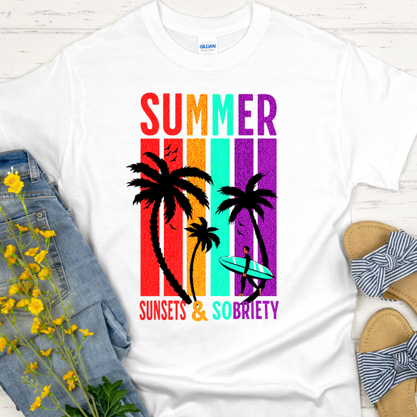 Recovery T-Shirt | Inspiring Sobriety |  Summer Sunsets & Sobriety