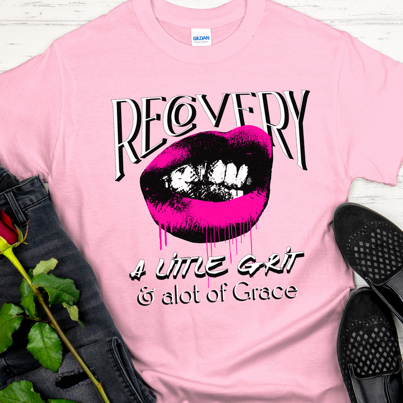 light pink Recovery T-Shirt | Inspiring Sobriety |   Recovery - Grit and Grace