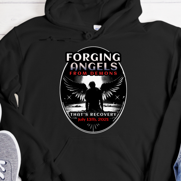 black Custom Recovery Hoodie | Inspiring Sobriety |  Forging Angels From Demons