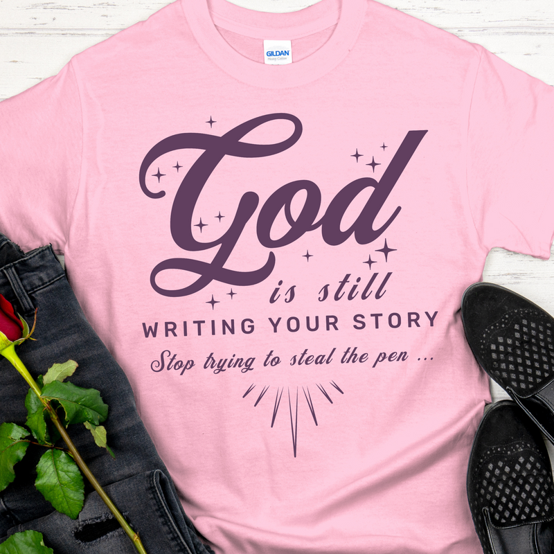 light pink Recovery T-Shirt | Inspiring Sobriety |  God Is Still Writing Your Story