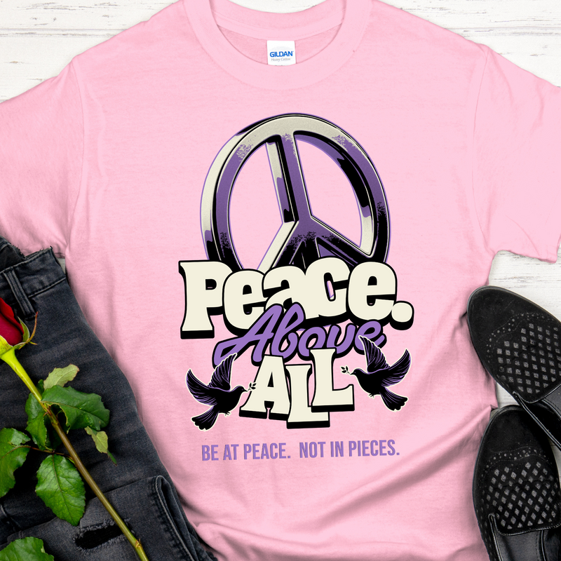light pink peace symbol T-Shirt | Inspiring Sobriety |  Peace Above All