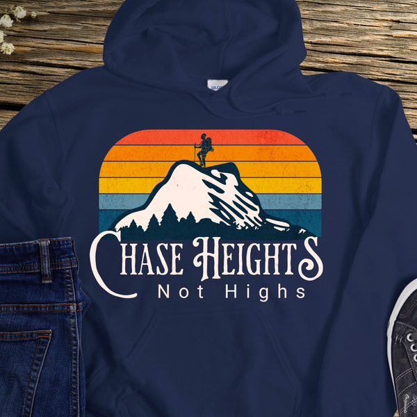 navy blue Recovery Hoodie | Inspiring Sobriety | Chase Heights, Not Highs