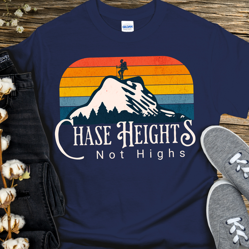 navy blue Recovery T-Shirt | Inspiring Sobriety | Chase Heights, Not Highs