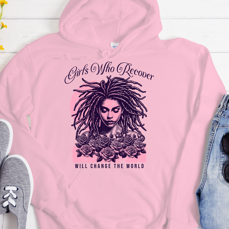 light pink Recovery Hoodie | Inspiring Sobriety |  Girls Who Recover Will Change The World