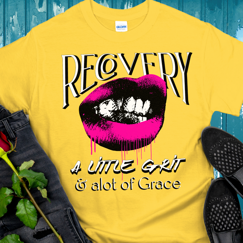 yellow Recovery T-Shirt | Inspiring Sobriety |   Recovery - Grit and Grace