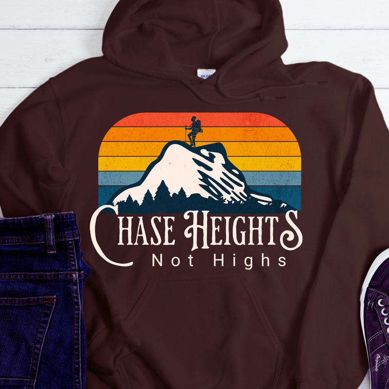 brown Recovery Hoodie | Inspiring Sobriety | Chase Heights, Not Highs