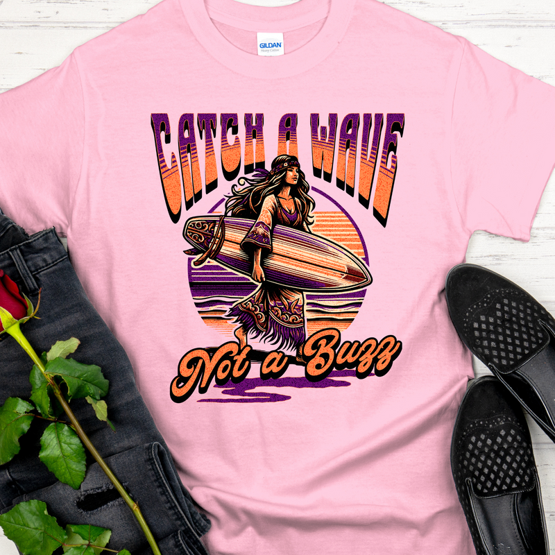 pink Recovery T-Shirt | Inspiring Sobriety |  Catch a Wave, Not a Buzz