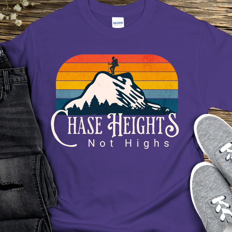 purple Recovery T-Shirt | Inspiring Sobriety | Chase Heights, Not Highs