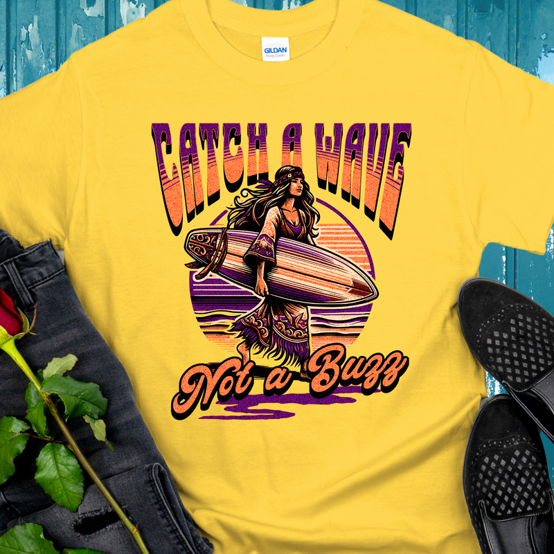 yellow Recovery T-Shirt | Inspiring Sobriety |  Catch a Wave, Not a Buzz