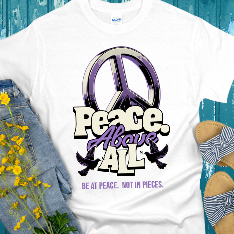 white peace symbol T-Shirt | Inspiring Sobriety |  Peace Above All