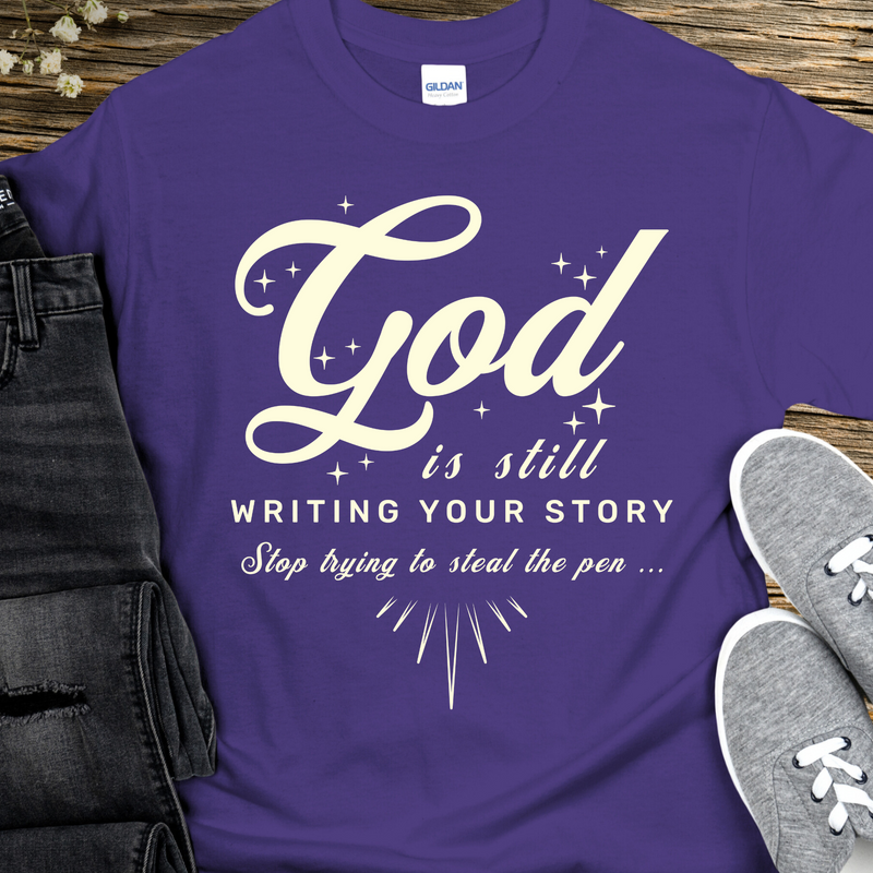 purple Recovery T-Shirt | Inspiring Sobriety |  God Is Still Writing Your Story